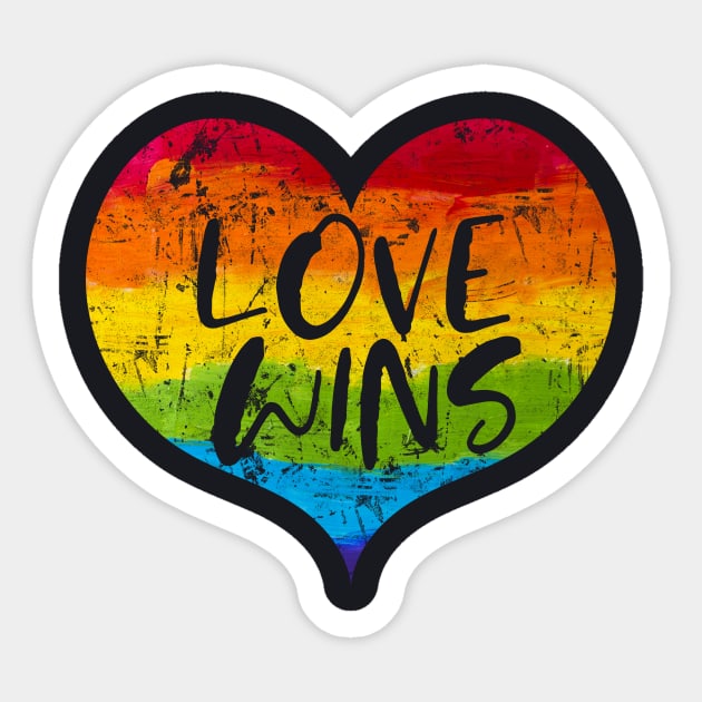 Love Wins LGBT Heart Rainbow Statement Sticker by Foxxy Merch